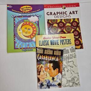 Set of Three Coloring Books Color Your Own Classic Movie Posters Graphic Art